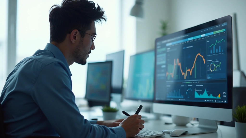 Профессионал изучает данные о поведении потребителей в системе аналитики