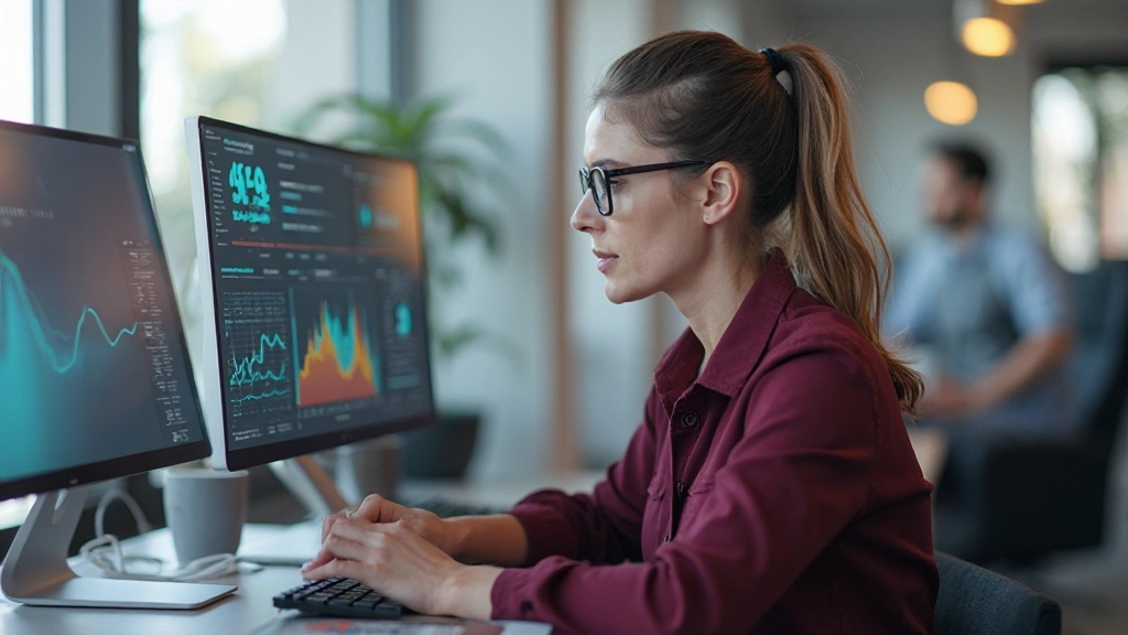 Аналитик изучает тепловую карту и статистику кликов веб-сайта на компьютере