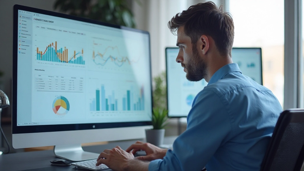 Аналитик маркетинга анализирует метрики эффективности кампаний на компьютере